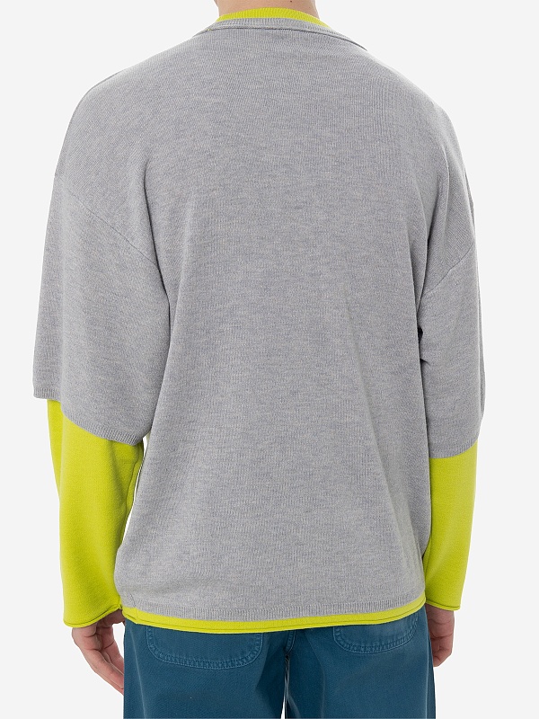Свитер муж Bluemarble SW38 KN25B24 GRE Heather grey/Acid green - 4