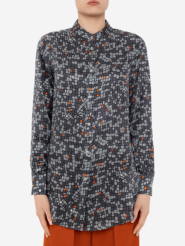 Блуза жен Officine Generale S24WSHI023 MDGREY/DKGREY/ORANGE - 3