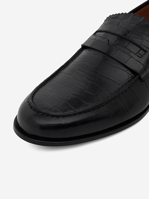Лоферы муж ROBERTO di PAOLO BOLAMA Slip-on Croc Print Loafer BLACK - 5