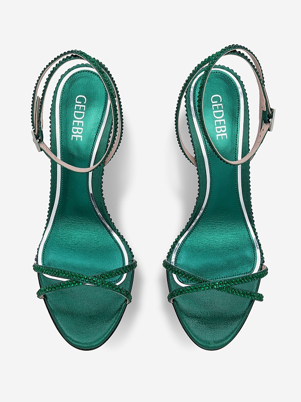 Босоножки (каблук) жен Gedebe CHLZ100LMECRY EMERALD + CRYSTAL EMERALD - 3