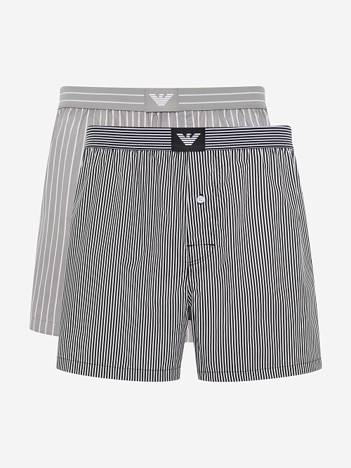 Набор (трусы 2 пары) муж Emporio Armani EM000403 AF18884 MC497 S.STR.BLACK/B.STR.STEEL - 0