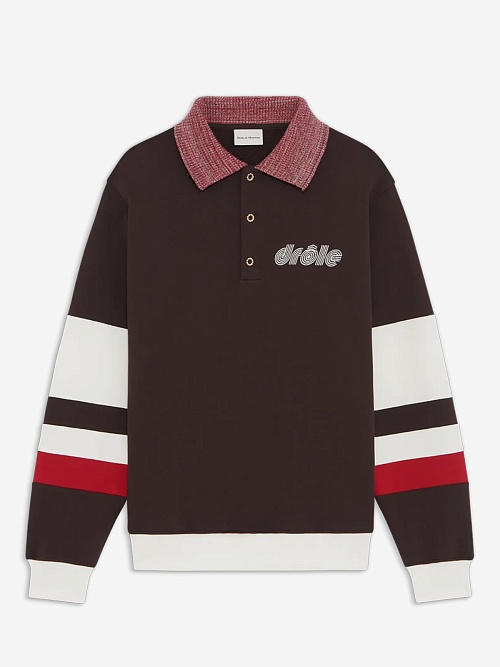 Поло с длинным рукавом муж Drôle de Monsieur I-PL157-CO127-DBN DARK BROWN - 0