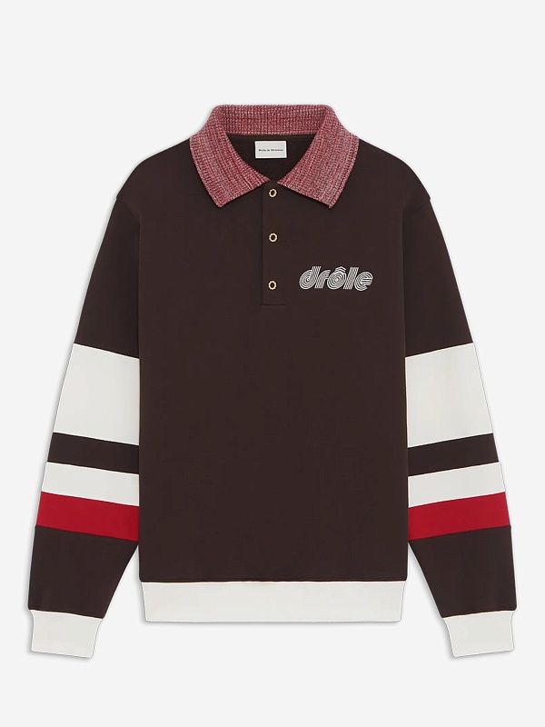 Поло с длинным рукавом муж Drôle de Monsieur I-PL157-CO127-DBN DARK BROWN - 5