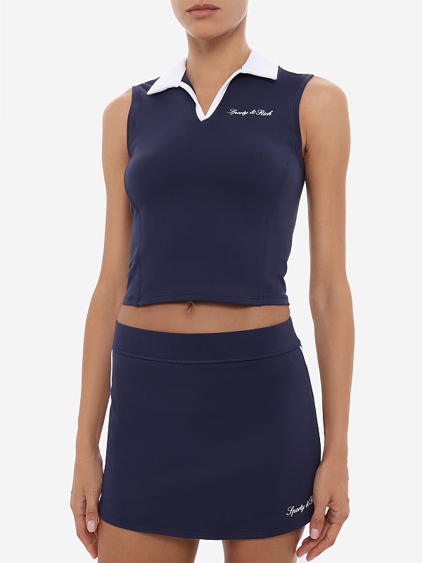 Топ (спортивный) жен Sporty & Rich TO02475326BL107 Dark Navy/White White - 3
