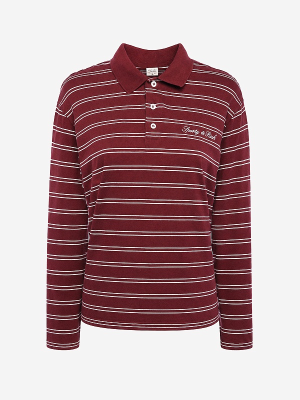 Поло с длинным рукавом жен Sporty & Rich TO12575326RE45 Bordeaux/White White - 0