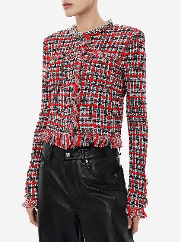 Жакет жен Self-Portrait AW26-146J-R RED CHECK - 3