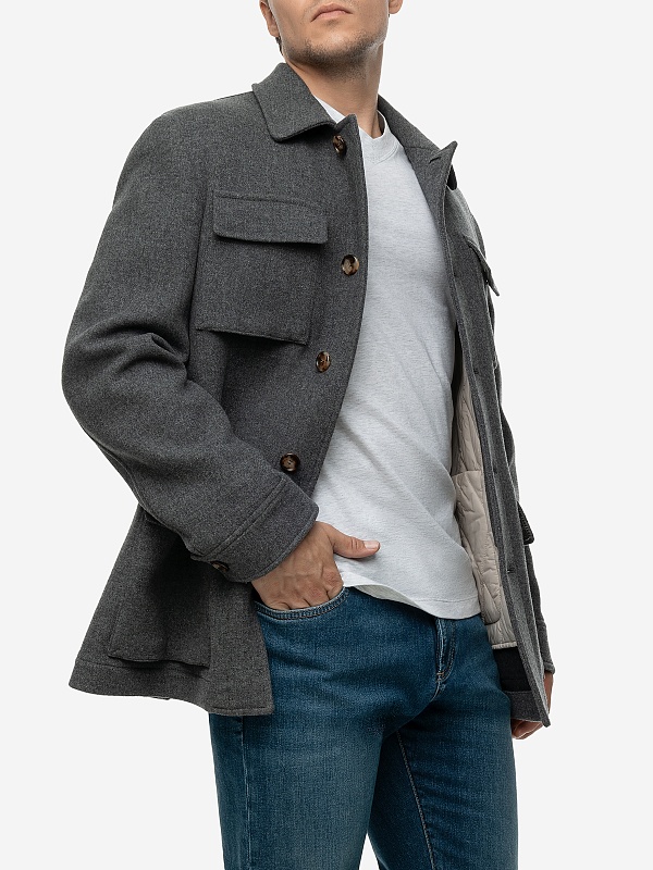 Полупальто муж Brunello Cucinelli MY4286857 GRIGIO - 2