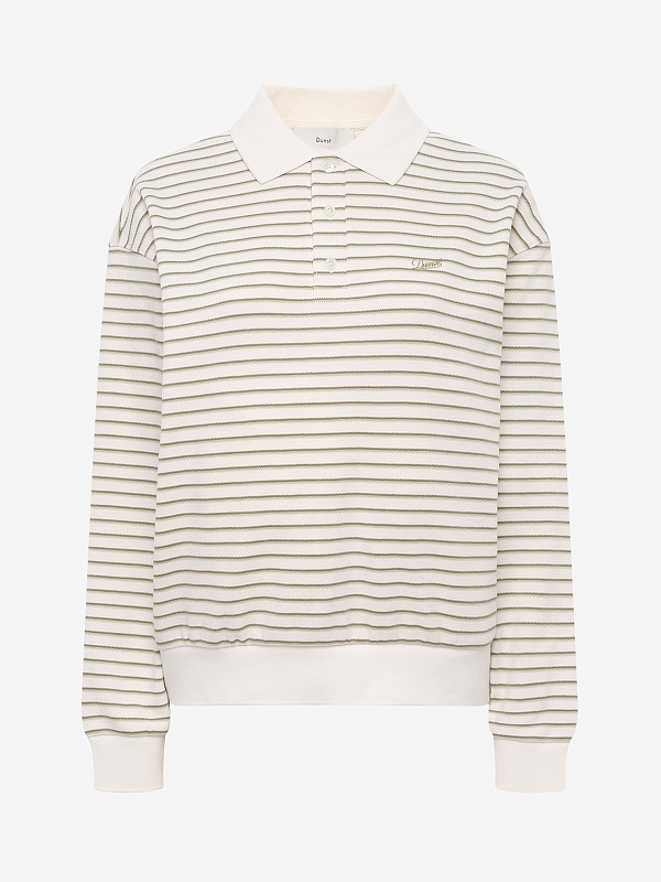 Поло с длинным рукавом жен DUNST UDTS6A120K1 OLIVE STRIPE - 0