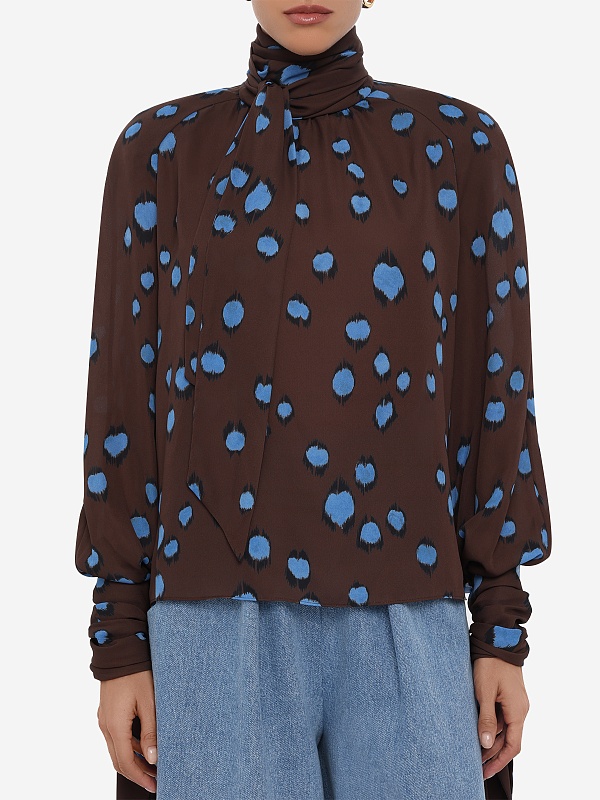Блуза жен Rowen Rose TOP_RR496_v2 Brown & Blue Print - 3