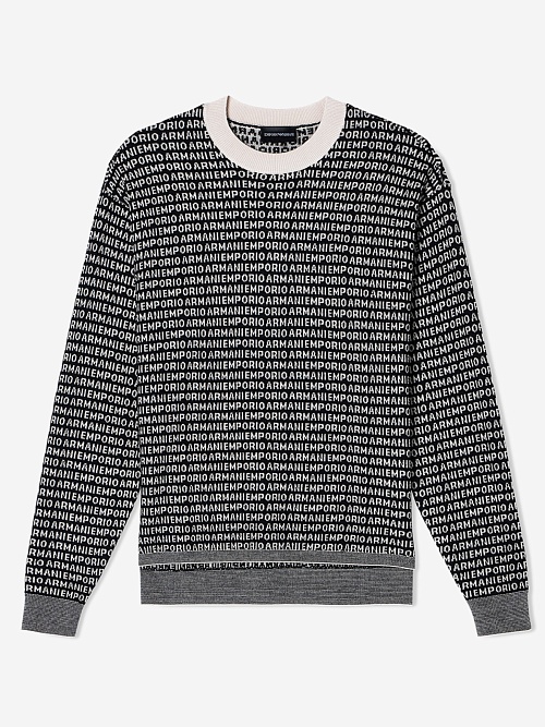 Свитер муж Emporio Armani EM002630 AF14199 FC104 BLACK TYPOGRAPHY - 0