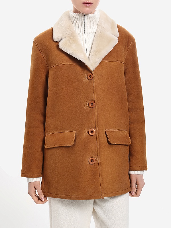 Дубленка жен Burka AN-2401F-80BU Светло-коричневый - 1