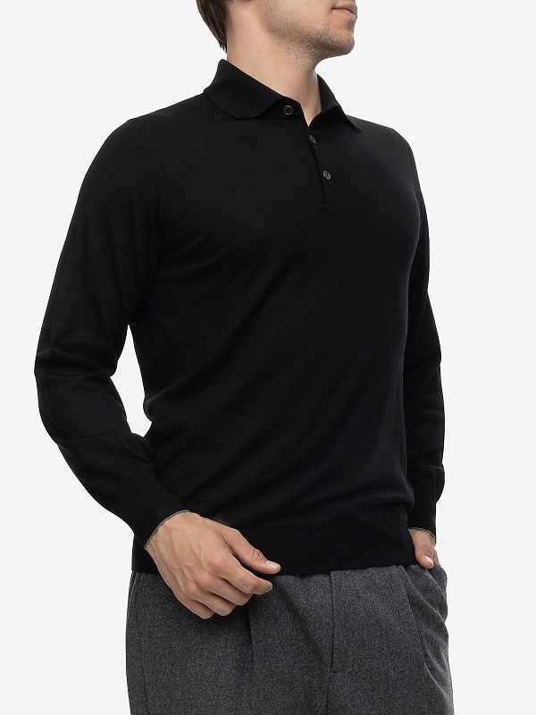 Поло с длинным рукавом муж Brunello Cucinelli M2400295 NERO - 2