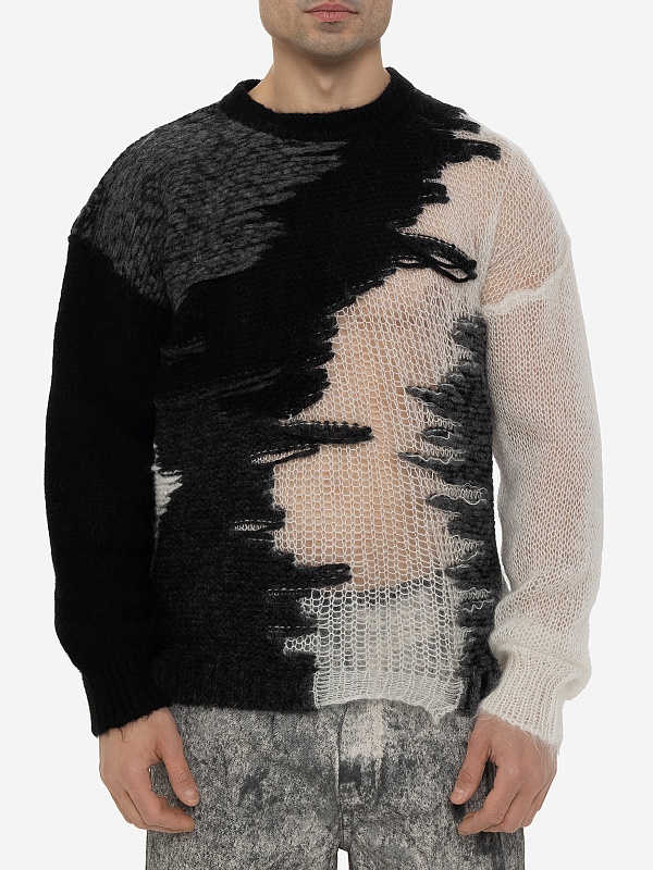 Свитер муж Isabel Benenato UK921 0102 BLACK/WHITE - 3