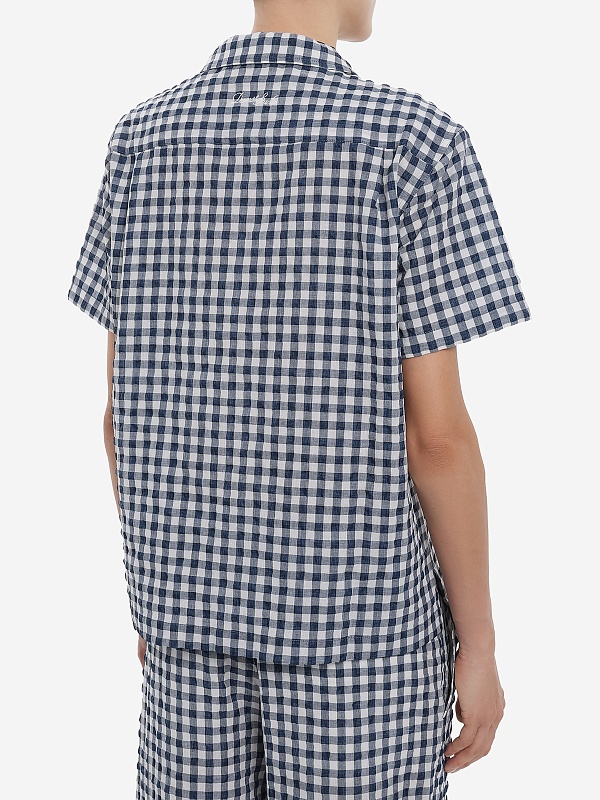 Рубашка жен DUNST UDSH6B133N2 NAVY CHECK - 2