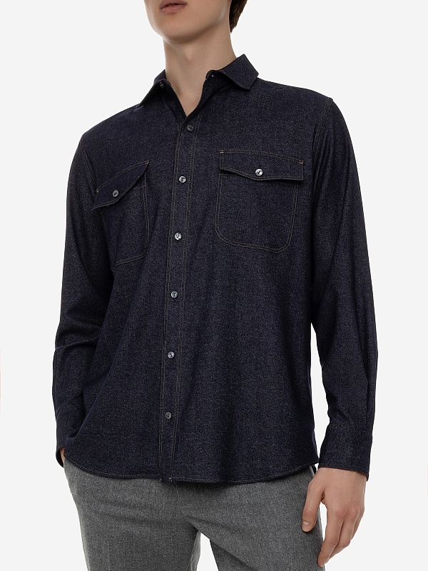 Рубашка муж AGNONA AI23PTD06U6Y_UW010 398 INDIGO - 3
