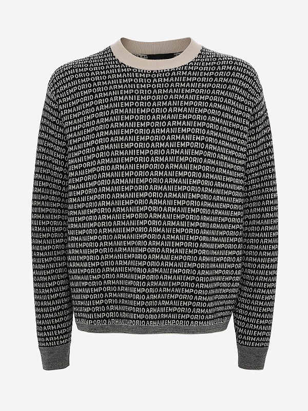 Свитер муж Emporio Armani EM002630 AF14199 FC104 BLACK TYPOGRAPHY - 0