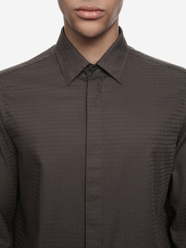 Рубашка муж Emporio Armani EM003755 AF18123 FC246 BLACK INK JACQUARD KITH LOGO - 4