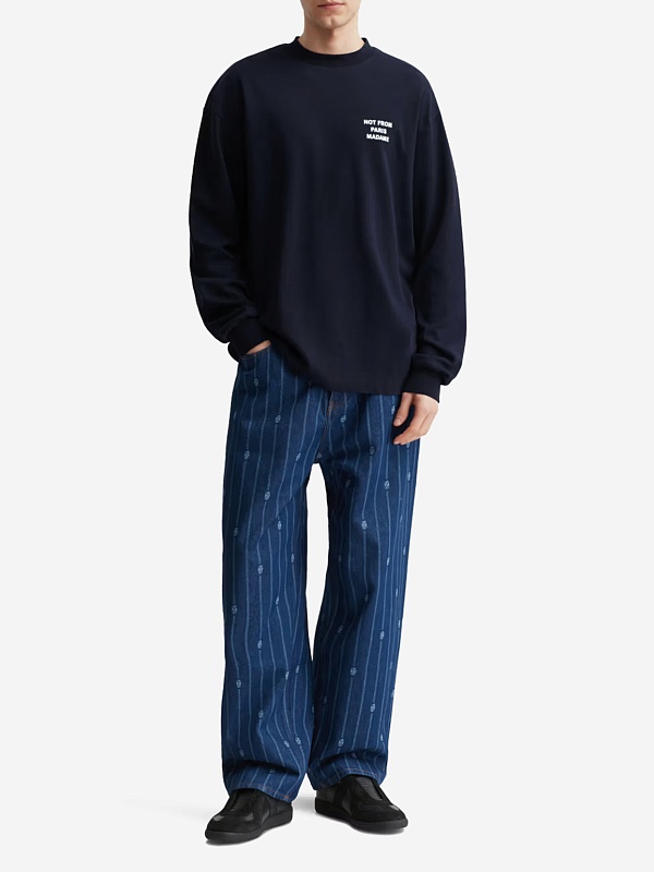 Футболка с длинным рукавом муж Drôle de Monsieur I-TS286-CO002-NY NAVY - 3