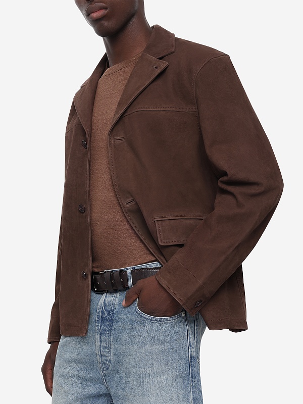 Куртка кожаная муж Officine Generale S26MLTR550PRE BROWN - 3