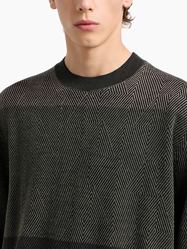 Свитер муж Emporio Armani EM002432 AF18118 F7046 GREEN RHOMBUS GRADATION - 3