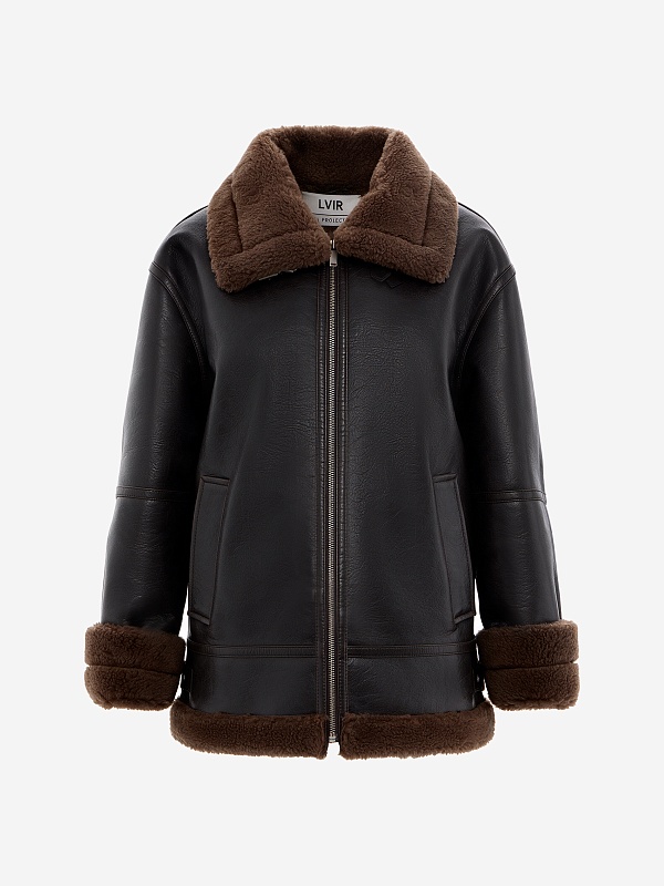 Дубленка жен LVIR LV23F-JK16 DARK BROWN - 0