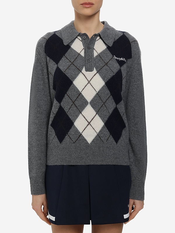 Поло с длинным рукавом жен Sporty & Rich WS07462300GY16 Gray - 2