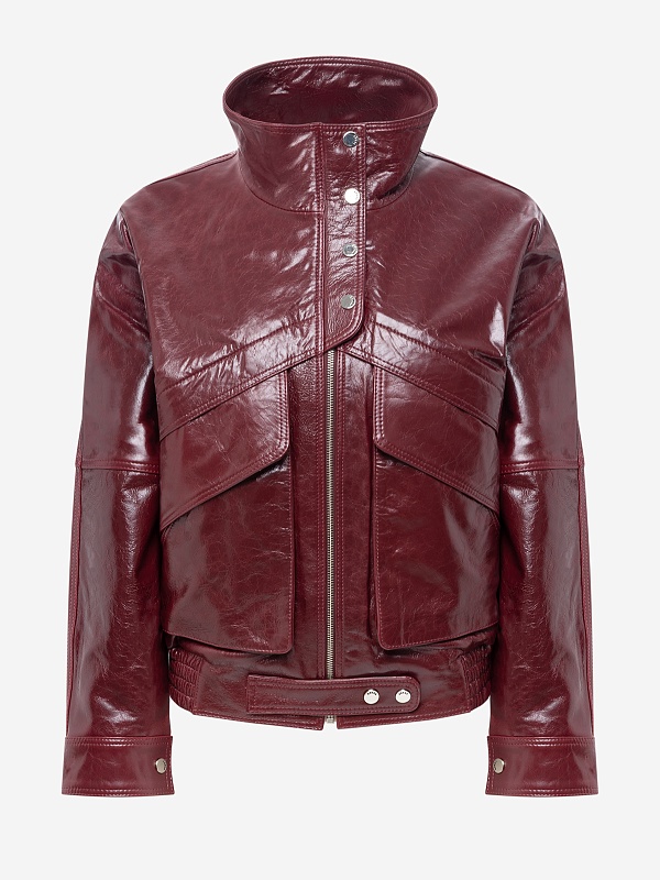 Куртка кожаная жен Burka an-2427 Малиновый - 5