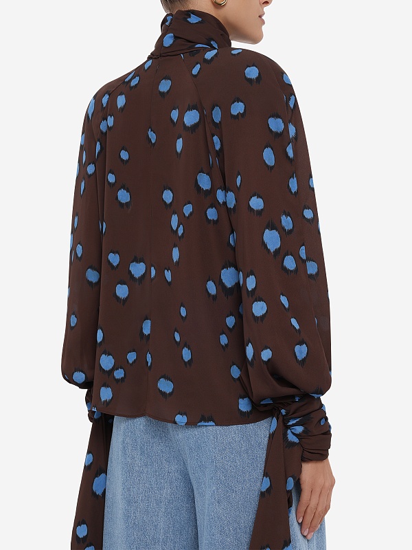 Блуза жен Rowen Rose TOP_RR496_v2 Brown & Blue Print - 4