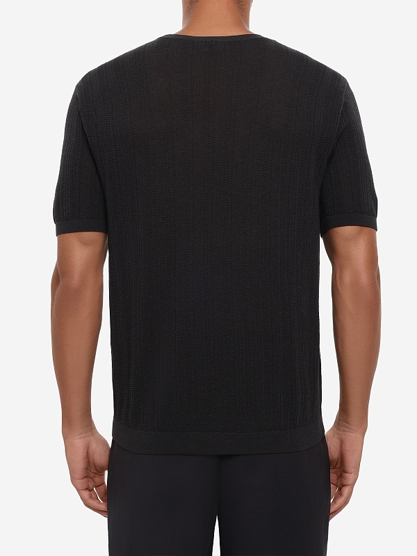 Джемпер с коротким рукавом муж Emporio Armani EM004740 AF23761 O8021 DARK GREY MELANGE - 4