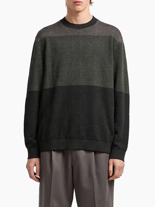Свитер муж Emporio Armani EM002432 AF18118 F7046 GREEN RHOMBUS GRADATION - 1