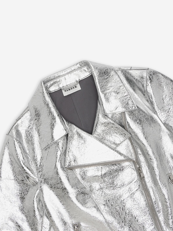 Куртка кожаная жен P.A.R.O.S.H. D431602 057 ARGENTO - 2