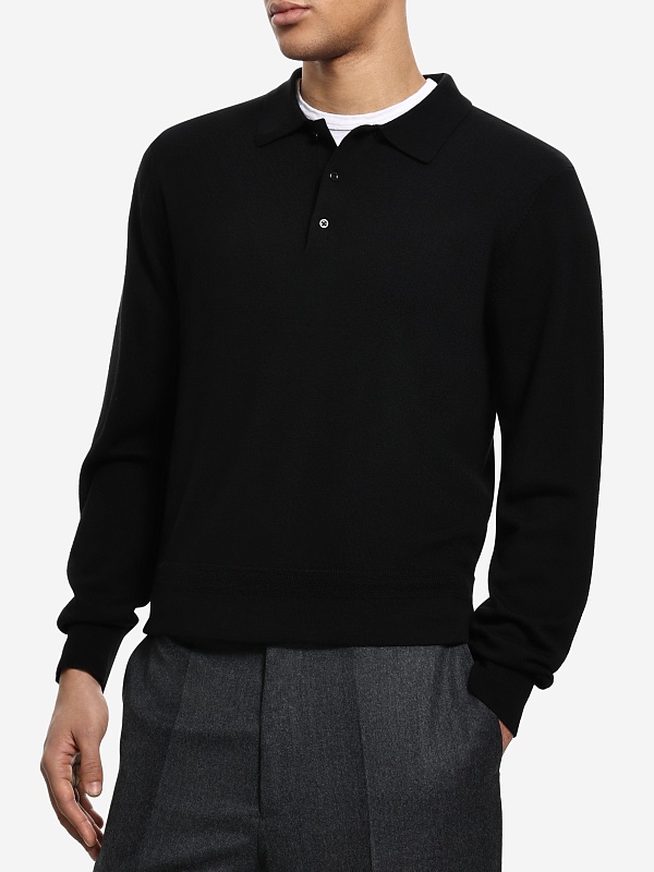 Поло с длинным рукавом муж Officine Generale W25MKNT311 BLACK - 1