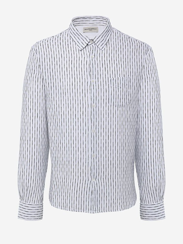 Рубашка муж Officine Generale S25MSHI019 WHITE/NIGHTSKY - 5