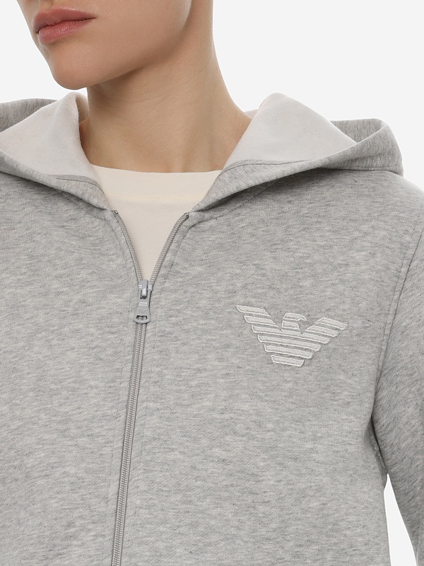 Толстовка на молнии жен Emporio Armani EW000392 AF15356 O8002 WARM GREY MELANGE - 5