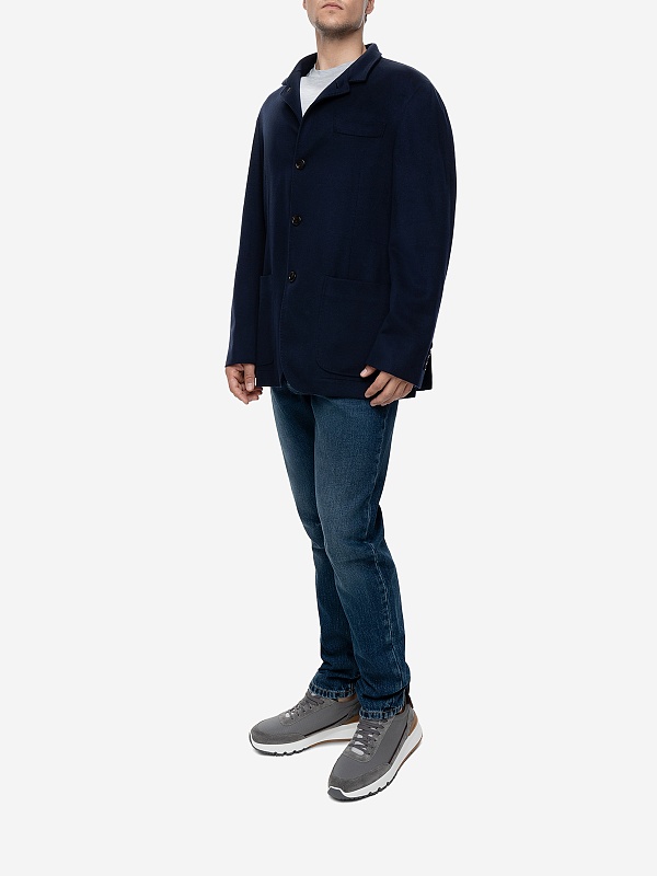 Полупальто муж Brunello Cucinelli MQ4116265 BLU - 1
