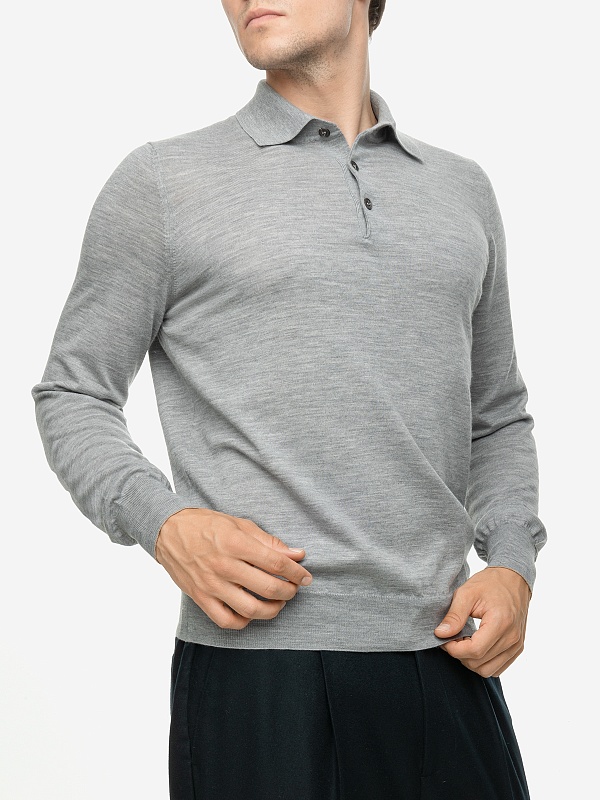 Поло с длинным рукавом муж Brunello Cucinelli M2400295 GRIGIO - 2