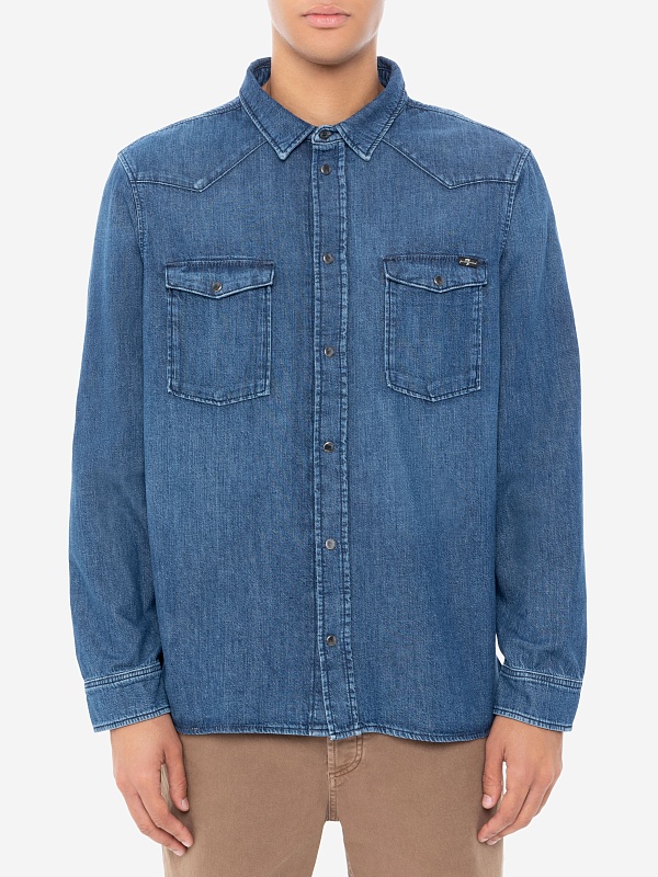 Рубашка муж 7 For All Mankind JS6MC210EX MID BLUE - 2