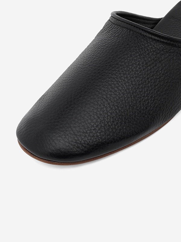 Домашние тапочки муж ROBERTO di PAOLO QUEBO Zip-Pouch Slipper BLACK - 5