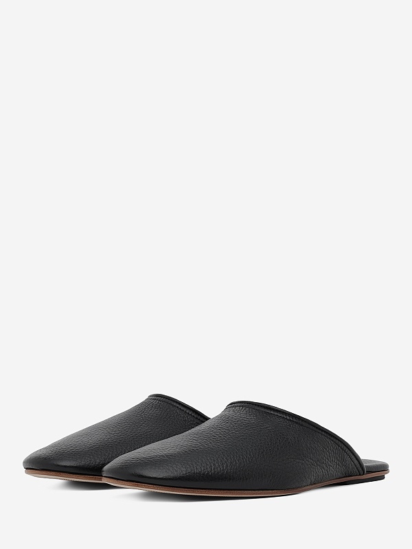 Домашние тапочки муж ROBERTO di PAOLO QUEBO Zip-Pouch Slipper BLACK - 2