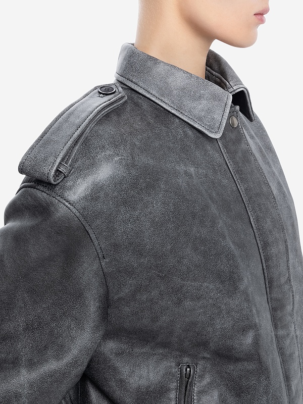 Куртка кожаная жен MANOKHI ASS2504 VINTAGE BLACK - 4