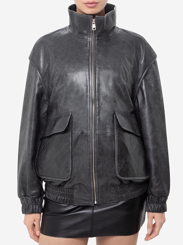 Куртка кожаная жен Burka an-2431 Графит - 2