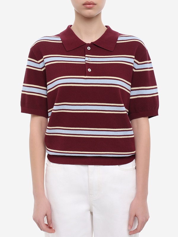 Поло жен DUNST UDSW6B122D2 BURGUNDY / SKY BLUE - 3