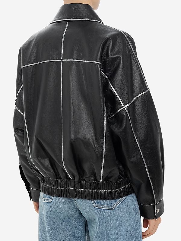 Куртка кожаная жен Burka gr-50 Черный с серебром - 4