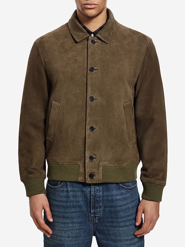 Куртка кожаная муж Officine Generale W25MLTR553 OLIVE - 1