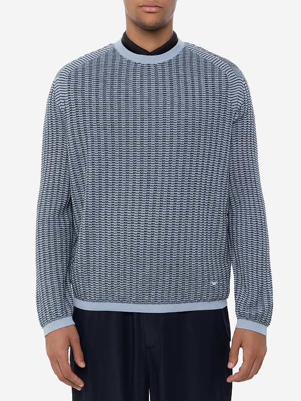 Свитер муж Emporio Armani EM000895 AF14229 F9030 SUBDUED BLUE / NAVY FANCY STRIPE - 2