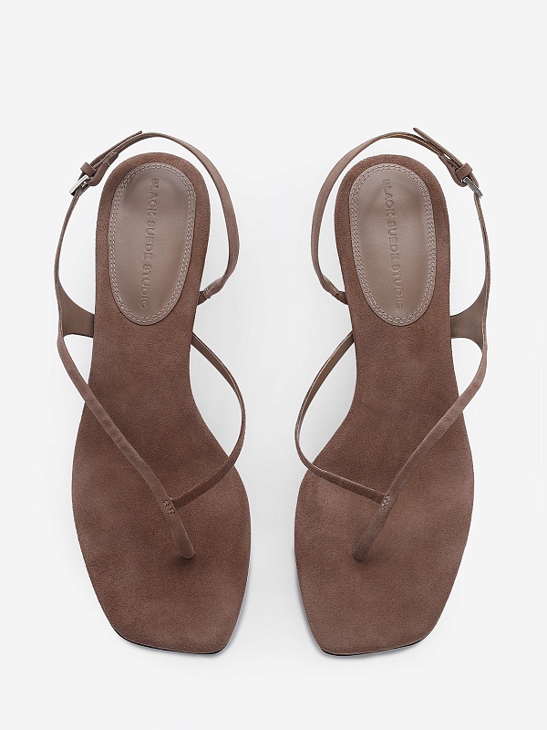 Босоножки (каблук) жен Black Suede Studio MEHAK 35 | 35mm taupe - 3