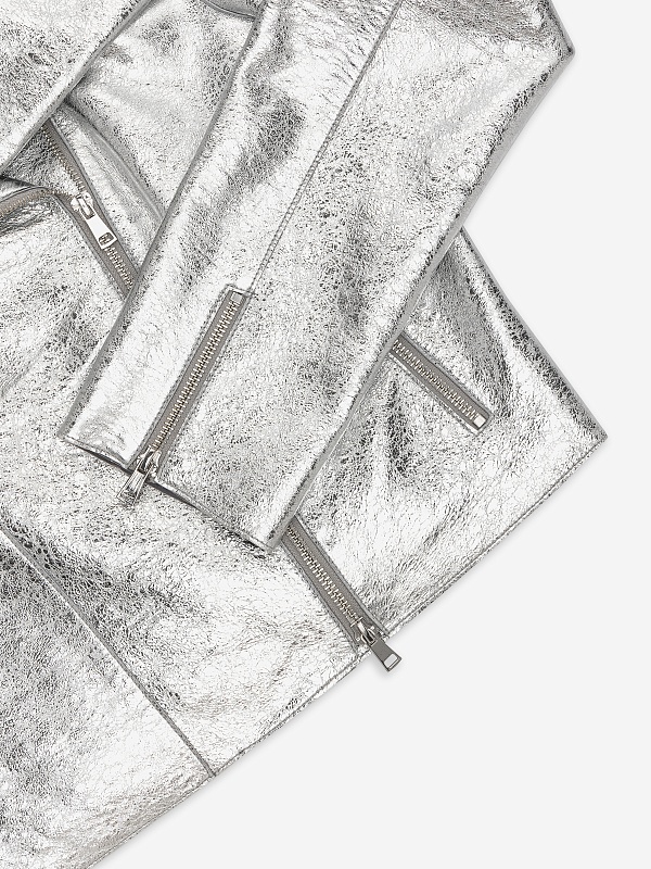 Куртка кожаная жен P.A.R.O.S.H. D431602 057 ARGENTO - 4