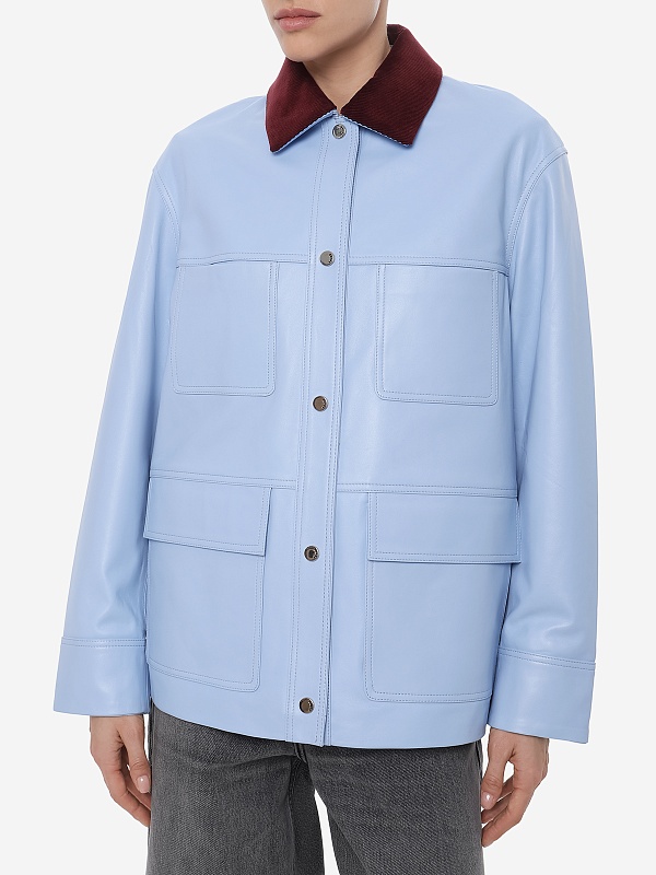 Куртка кожаная жен Burka an-2436 Голубой - 4