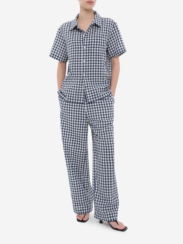 Рубашка жен DUNST UDSH6B133N2 NAVY CHECK - 1