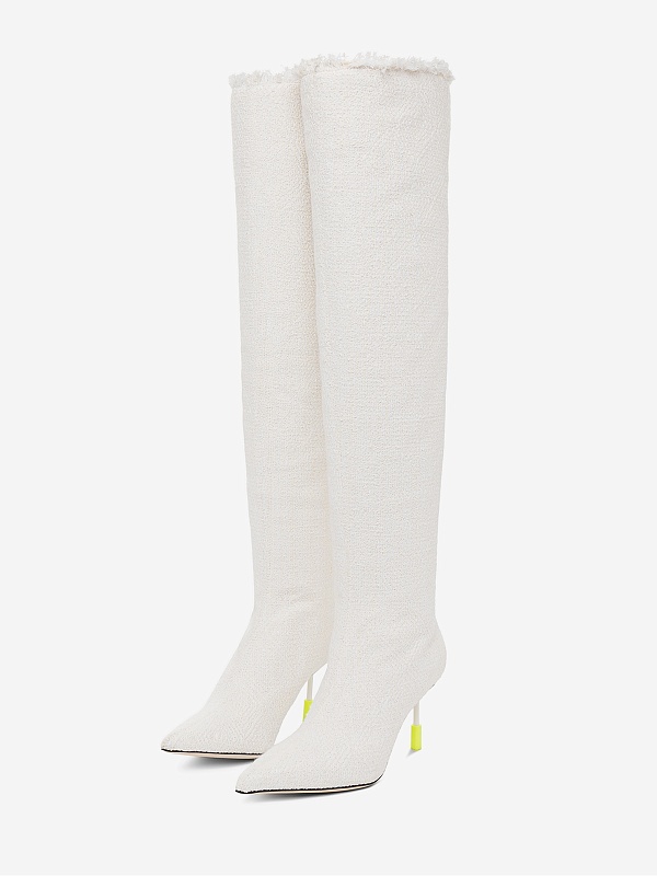 Ботфорты (каблук) жен MSGM 3442MDS223 816 WHITE 01 - 3